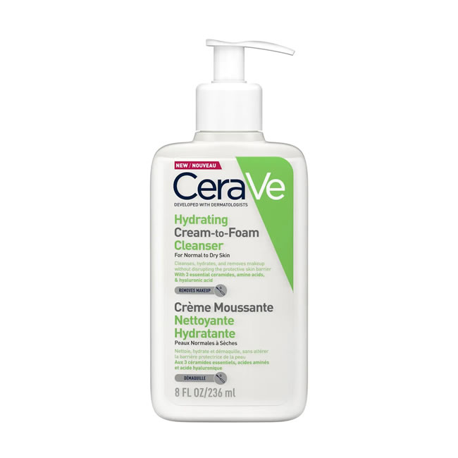 CeraVe Hydrating Cream-to-Foam Cleanser (236ml)