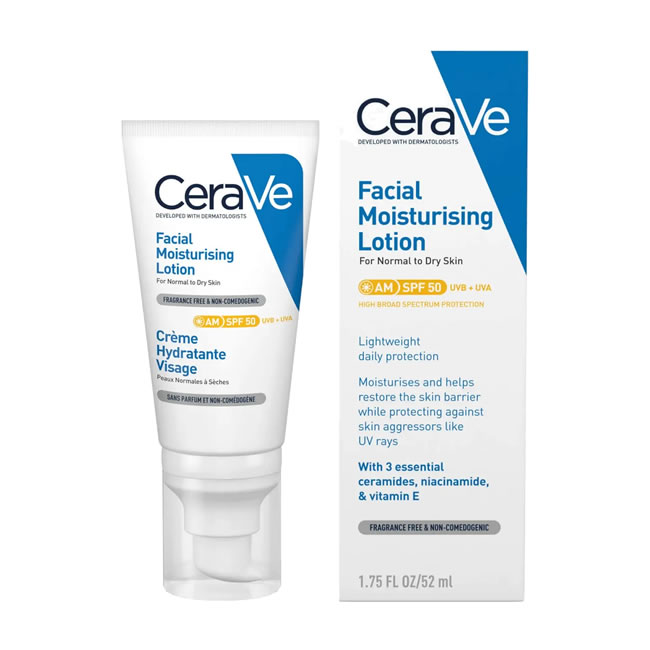 CeraVe AM Facial Moisturising Lotion SPF50 (52ml)